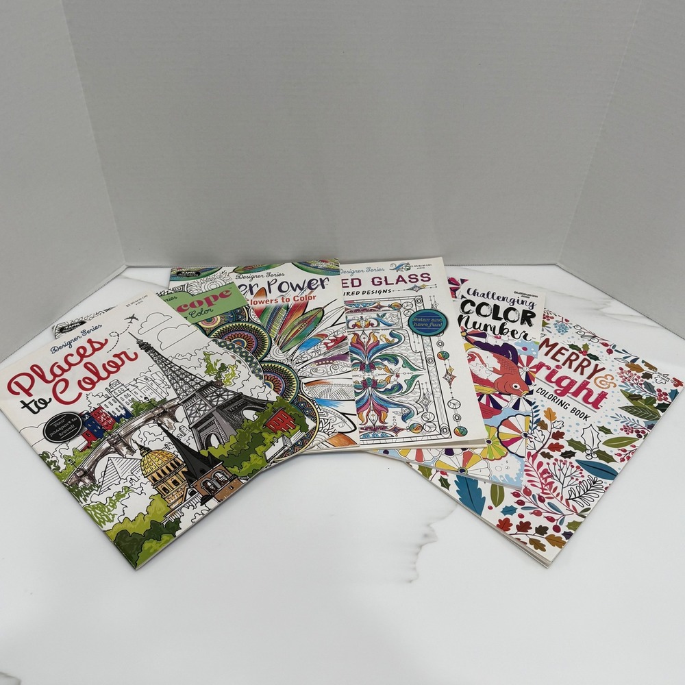 6 Kappa Adult Coloring Books Lot Color by Number Mandala Floral Holiday Travel